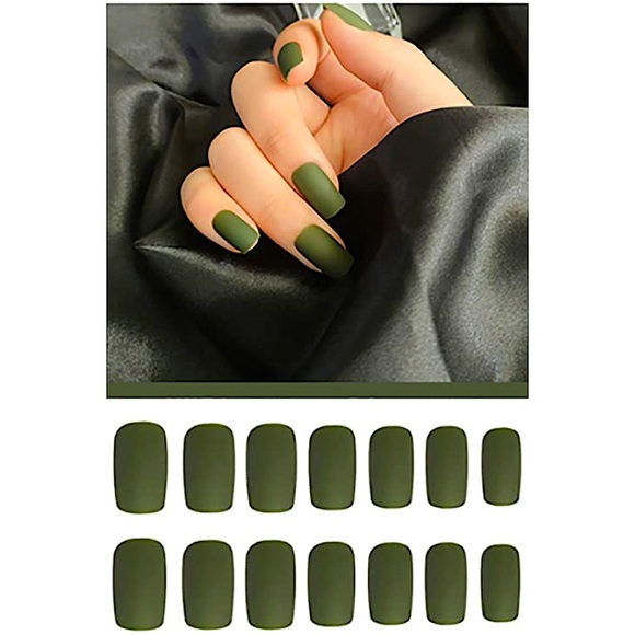 Other - 💌BO/GO$6 Medium Square Olive Green Matte Press On False nails (24 nails)